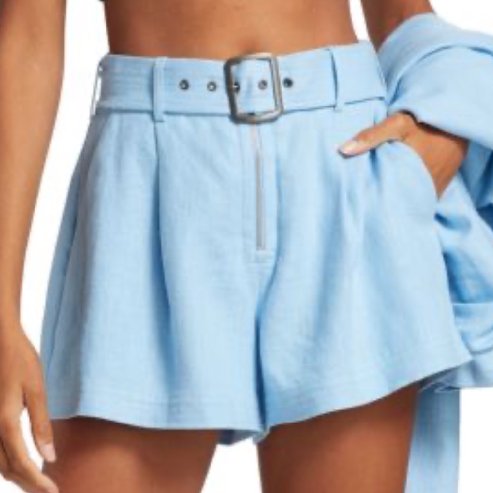 Ramy Brook Gleirys Belted Twill Shorts